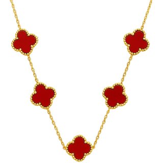 KIMTI Red Dark Dreamy Clover Anti Tarnish Necklace