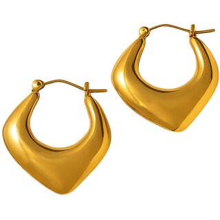 18k Gold Plated Hoop Earring (Bold Crescent Hoop Earrings) - Earrings | Buy online on ZillyBuy