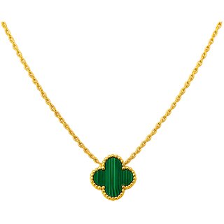 KIMTI 18k Gold Plated clover Pendant Necklace (Green)
