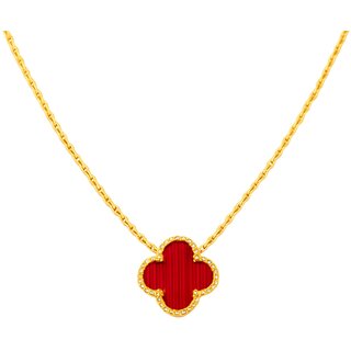 KIMTI 18k Gold Plated clover Pendant Necklace (Red)