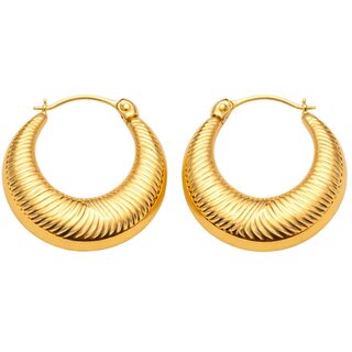 18k Gold Plated Hoop Earring (Organic Oval Hoop Earrings) - Earrings | Buy online on ZillyBuy