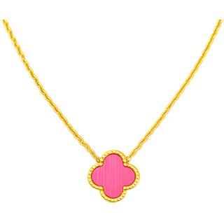 KIMTI 18k Gold Plated clover Pendant Necklace (Pink)