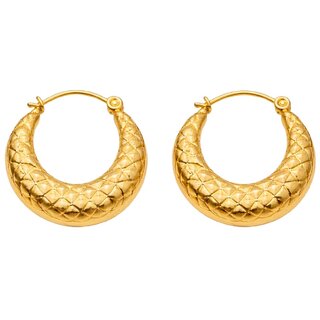 18k Gold Plated Hoop Earring (Organic Oval Hoop Earrings) - Earrings | Buy online on ZillyBuy