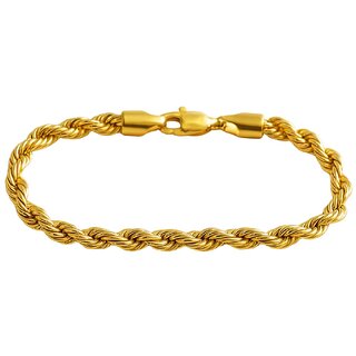 KIMTI 18k Gold Plated Men Bracelet (Gold, Rope Chain)
