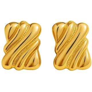 18k Gold Plated Stud Earring (Twisted Texture Stud Earrings) - Earrings | Buy online on ZillyBuy