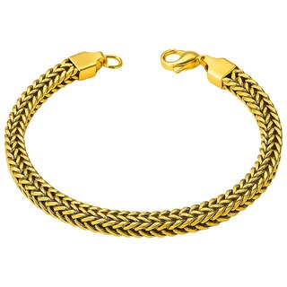 KIMTI 18k Gold Plated Men Bracelet (Gold, Wheat Chain)