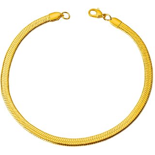 KIMTI 18k Gold Plated Men Bracelet (Gold, Snake Chain)