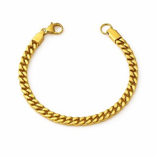 KIMTI 18k Gold Plated Men Bracelet (Gold, Curb Chain)