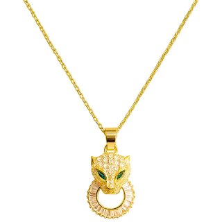 KIMTI Panther Shape Women Necklace (Emerald Eye Panther Head Pendant Necklace)
