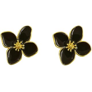 Kimti Black Flower Stud Korean Earring - Earrings | Buy online on ZillyBuy