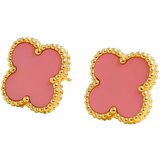 Clover Stud Earring (Pink) - Earrings | Buy online on ZillyBuy