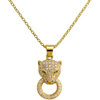 Panther Shape Women Necklace (Leopard Head Crystal Charm Pendant Necklace)