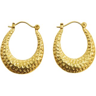 kimti 18k Gold Plated Hammered Hoop Earring - Earrings | Buy online on ZillyBuy