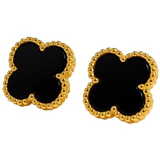 Clover Stud Earring (Black) - Earrings | Buy online on ZillyBuy