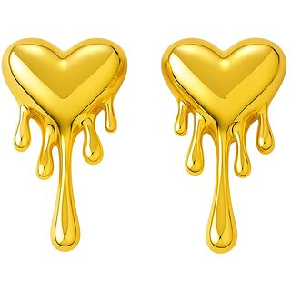 KIMTI 18k Gold Plated Dripping Heart Anti Tarnish Earrings - Earrings | Buy online on ZillyBuy