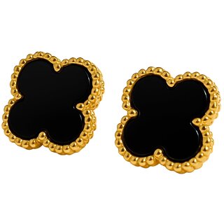 Kimti Four Leaf Clover Black Anti Tarnish Earring - Earrings | Buy online on ZillyBuy