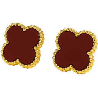 Kimti Scarlet Clover Anti Tarnish Stud Earrings - Earrings | Buy online on ZillyBuy