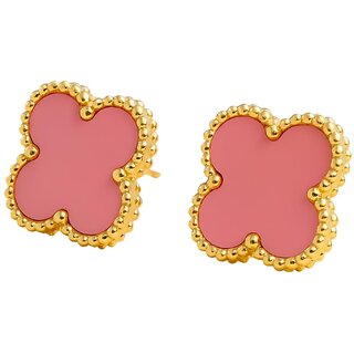Kimti Pink Clover Anti Tarnish Stud Earrings - Earrings | Buy online on ZillyBuy