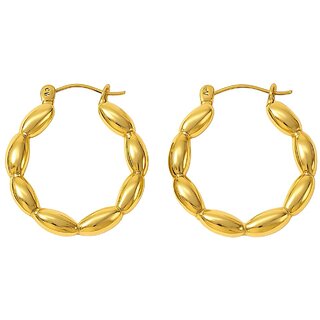 kimti 18k Gold Plated Puffy Hoops Earring - Earrings | Buy online on ZillyBuy