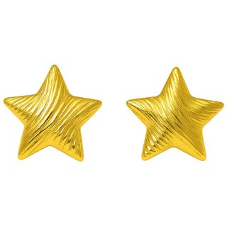 18k Gold Plated Stud Earring (Textured Star Stud Earrings) - Earrings | Buy online on ZillyBuy