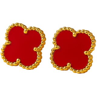 Clover Stud Earring (Red) - Earrings | Buy online on ZillyBuy