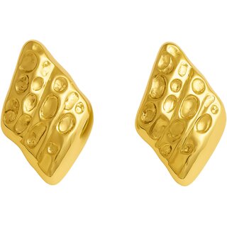 KIMTI 18k Gold Plated Rectangle Hammered Anti Tarnish Earring - Earrings | Buy online on ZillyBuy