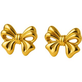 Kimti 18k Gold Plated Bow Anti Tarnish Earrings - Earrings | Buy online on ZillyBuy