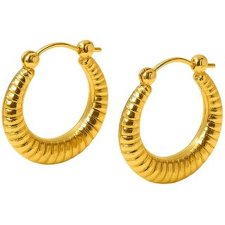 kimti 18K Gold Plated Roslia Hoop Anti Tarnish Earring - Earrings | Buy online on ZillyBuy