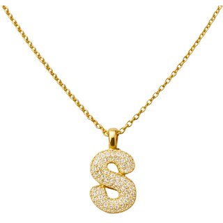 KIMTI Letter Initial Pendant Necklace (Diamond S Letter Pendant Necklace)