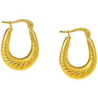 18k Gold Plated Hoop Earring (Pointed Teardrop Hoop Earrings) - Earrings | Buy online on ZillyBuy