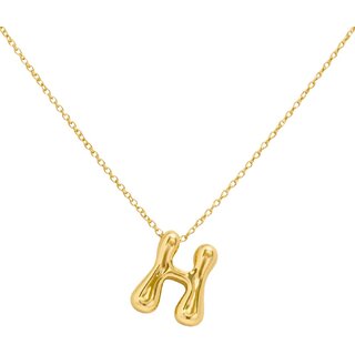 KIMTI Initial letter pendant Necklace (Bubble H Initial Pendant Necklace)