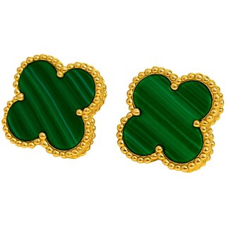 Kimti Green Clover Anti Tarnish Stud Earring - Earrings | Buy online on ZillyBuy