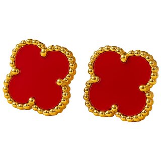 KIMTI Red Clover Anti Tarnish Stud Earring - Earrings | Buy online on ZillyBuy