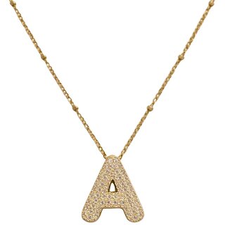KIMTI Letter Initial Pendant Necklace (Diamond A Initial Pendant Necklace (Drop Style))