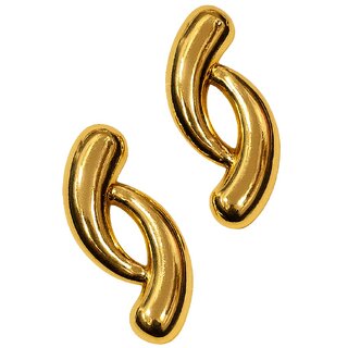 KImit 18k Gold Plated Wavy Alloy Statement Earring - Earrings | Buy online on ZillyBuy