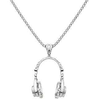 KIMTI Men Necklace (Headphone Pendant Necklace, Silver)