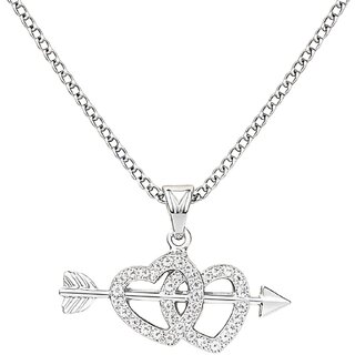 KIMTI Men Necklace (Double Heart Arrow Necklace, Silver)