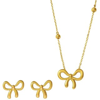 KIMTI 18K Gold Plated Bow Chain With Earring gold