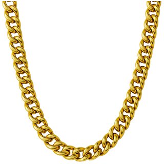 KIMTI 18K Gold Plated Men Chian (Classic Cuban Link Chain, GOLD)