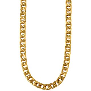 KIMTI 18K Gold Plated Men Chian (Flat Cuban Link Chain, GOLD)