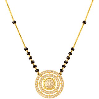 KIMTI 18k Gold Plated Mangalsutra (Double Halo Disc Mangalsutra)