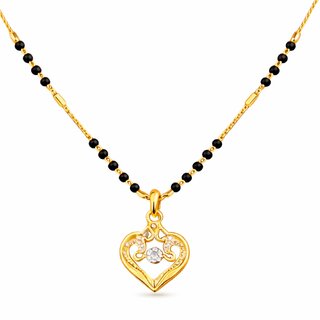 KIMTI 18k Gold Plated Mangalsutra (Royal Heart Pendant Mangalsutra)
