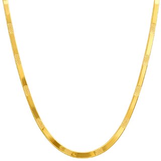 KIMTI 18K Gold Plated Men Chian (Textured Flat Bar Chain, GOLD)