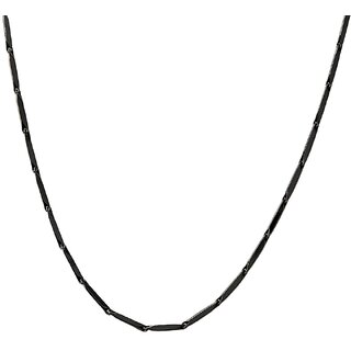 KIMTI 18K Gold Plated Men Chian (Black Bar Link Chain, BLACK)