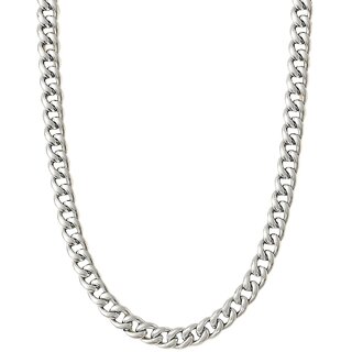 KIMTI 18K Gold Plated Men Chian (Silver Cuban Link Chain, SILVER)