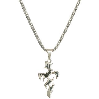 KIMTI Men Necklace (Tribal Cross Pendant Necklace, Silver)