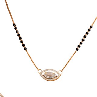 KIMTI 18k Gold Plated Managalsutra (Emerald Cut Halo Mangalsutra)
