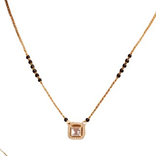 KIMTI 18k Gold Plated Mnagalsutra (Square Halo Mangalsutra)