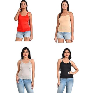 Ginash Women's Cotton Modal Slips (Pack of 4) - Camisoles | Buy online on ZillyBuy