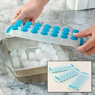 Everyday use ice moulding tray flexible silicone bottom,pop out ice cubes tray, 21 grid cavity,multicolour,pack of 2 - Cookware | Buy online on ZillyBuy